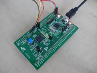 Picture of a connected STM32F0Discovery Board